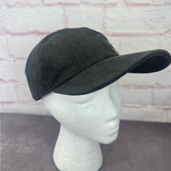 Chanel 22P Black Denim Sequin CC White Logo Baseball Cap Curved Peak Hat - Picture 4 of 13